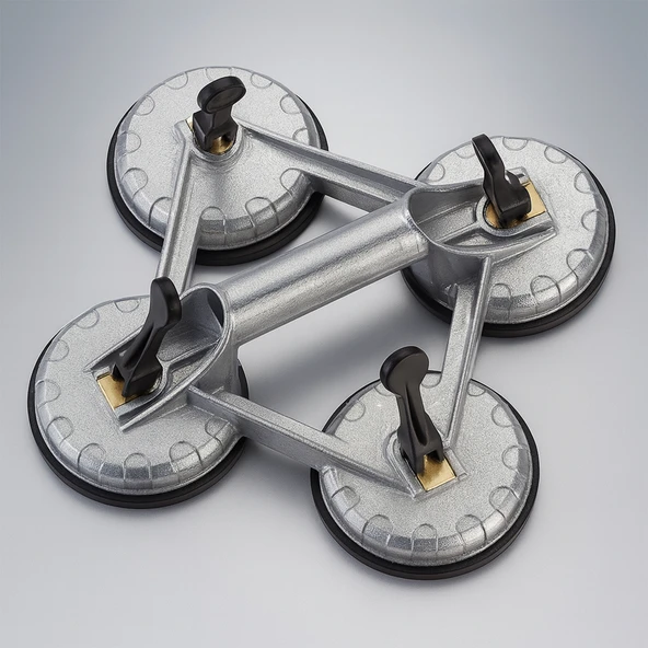 4'lü Kupalı Vakumlu Alüminyum Gövdeli Güçlü Cam Mermer Granit Ağır Yük Taşıma Vantuzu Vantusu Vantuz - Resim 4