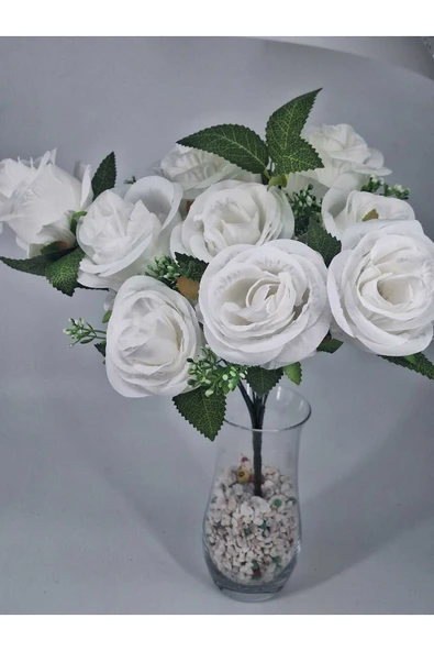 Beyaz Zerafet gülü 10 Dallı Ev Dekor 50 Cm ürün görseli