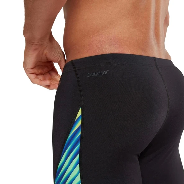 Speedo Allover Digital V-Cut Jam-mer Erkek Yüzücü Mayosu Siyah-Mavi - 4