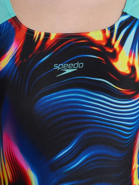 Speedo Pt Plmt Pwrbck Kız Çocuk Yüzücü Mayosu Turkuaz-Mavi - 6