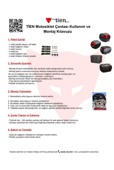 Tien 35 Litre Renkli Nardo Gri Motosiklet Çantası (SIRT DAYAMA PEDİ DAHİL) - 6