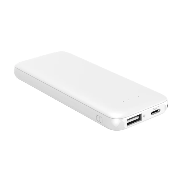 Thin 5B Slim Ultra ince 5000mAh Powerbank Taşınabilir Şarj Cijhazı Type-C / USB / Total Output 2.1A max Beyaz - 2