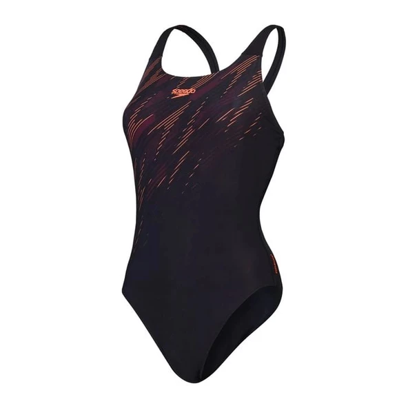Speedo Hyper Boom Yerleştirmeli Kaslı Sırt Kadın Mayosu Siyah-Bordo - 7