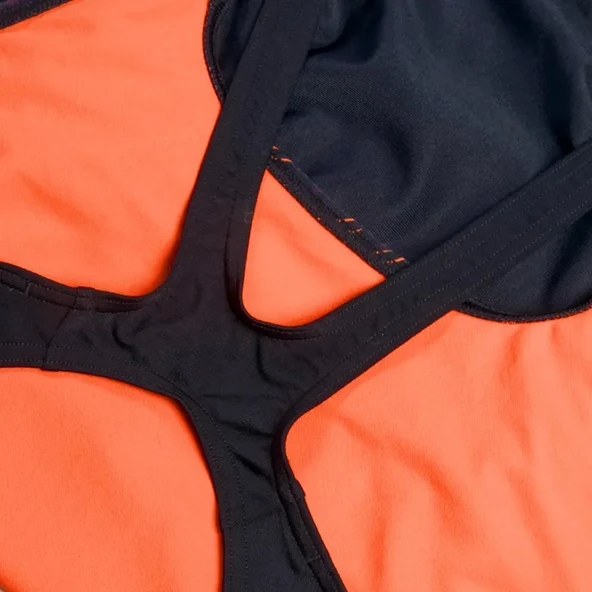 Speedo Hyper Boom Yerleştirmeli Kaslı Sırt Kadın Mayosu Siyah-Bordo - 11