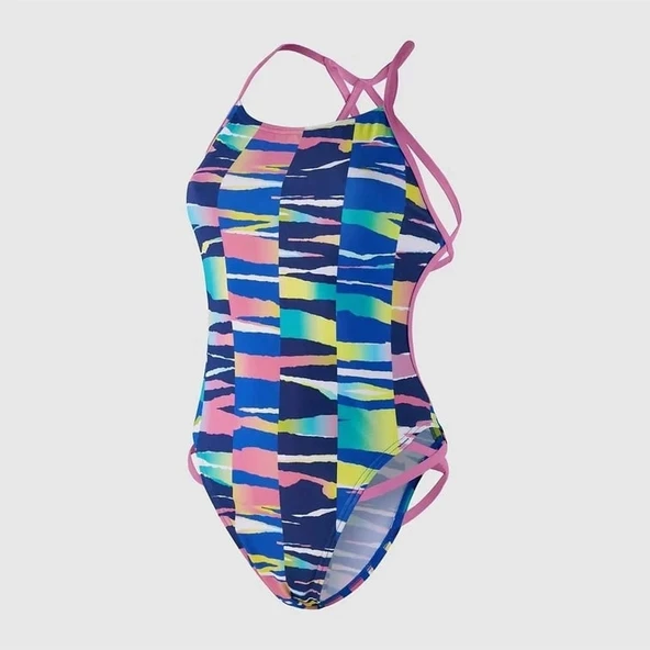 Speedo Rainbow Ripple Freestyler Kadın Yüzücü Mayosu Renkli - 3