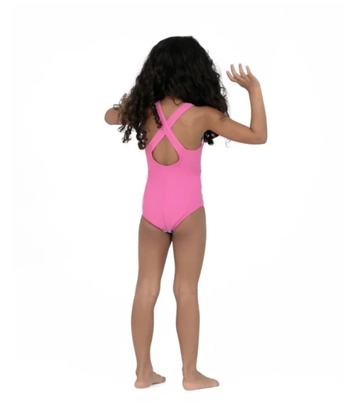 Speedo Koko Koala Desenli Çapraz Sırtlı Kız Çocuk Mayosu Mavi - 6