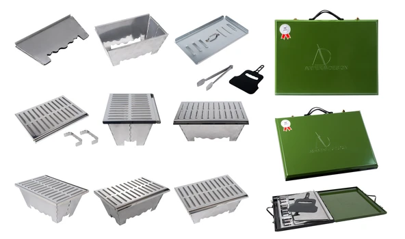 Zugspitzar Artera Metal Çantalı Yağ Oluklu Katlanır Mangal - 2
