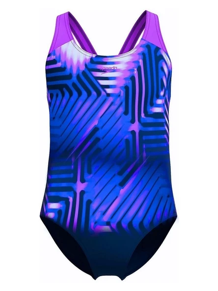 Speedo Digital Baskı Kız Çocuk Yüzücü Mayosu Pembe-Mor - 6