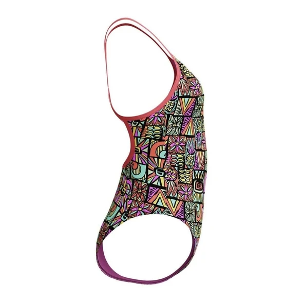 Speedo Allover Digital V-Back Kız Çocuk Yüzücü Mayosu Desenli Mor - Resim 5