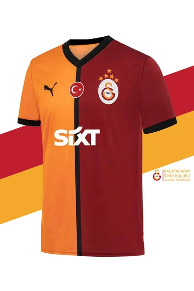 Galatasaray Orijinal 2024/25 Sarı Kırmızı 5 Yıldızlı Taraftar Forma Aslan Baskılı Hediyelik Ahşap Kutulu - Resim 3