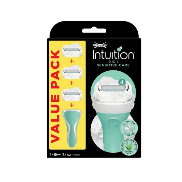 Wilkinson Sword Intuition Sabunlu 4 Bıçaklı Tıraş Bıçağı Sapı + 3 Yedek Başlık ürün görseli