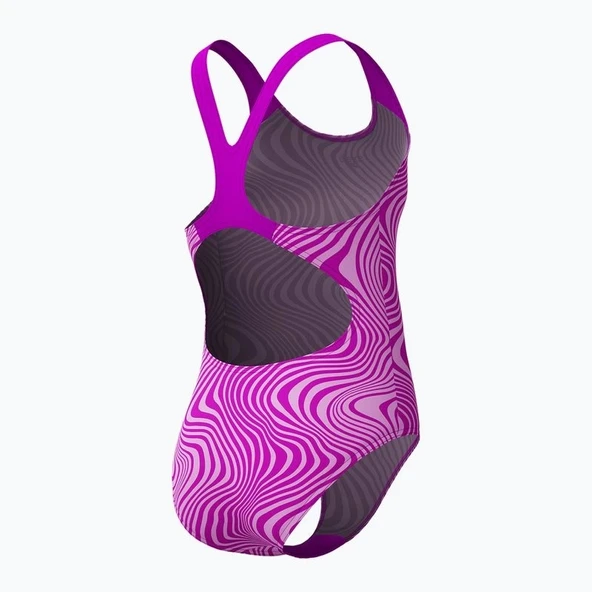 Speedo Dijital Allover Sıçrama Önleyici Diva Kız Çocuk Mayosu Mor - 5