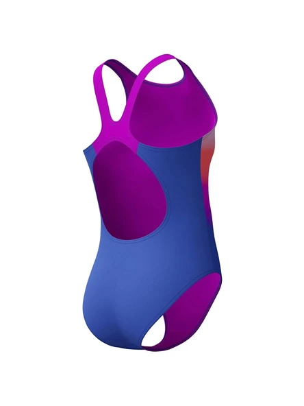 Speedo Digital Baskı Kız Çocuk Yüzücü Mayosu Pembe-Mavi - 4