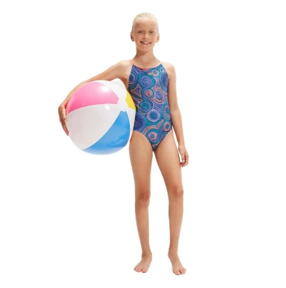 Speedo PT Twinstrap Kız Çocuk Yüzücü Mayosu Mavi-Pembe - 6