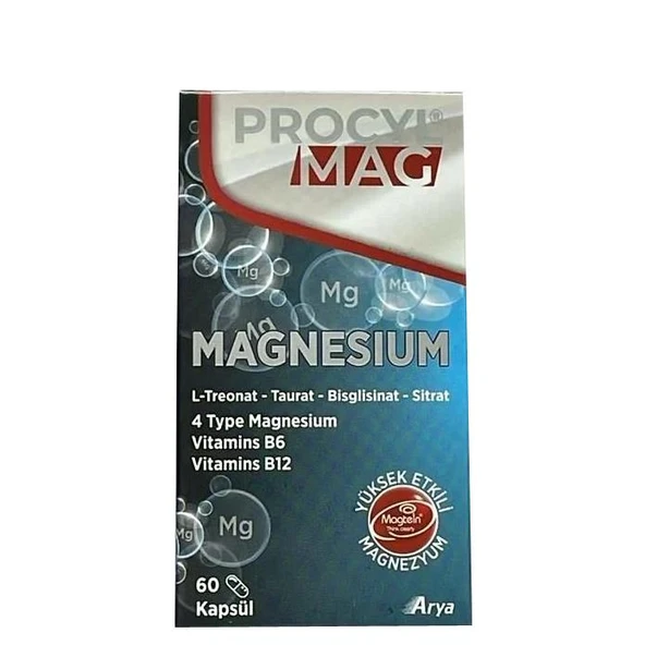 Procyl Mag 4 Form Magnezyum B6, B12 60 Kapsül ürün görseli