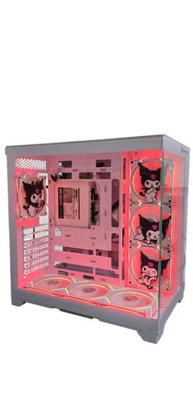 Kuromi  Karakterli 7 ARGB Fanlı Beyaz Akvaryum Kasa - Resim 9