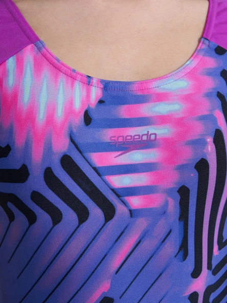 Speedo Digital Baskı Kız Çocuk Yüzücü Mayosu Pembe-Mor - 4