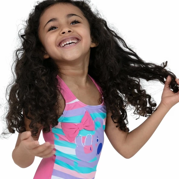 Speedo Koko Koala Desenli Çapraz Sırtlı Kız Çocuk Mayosu Mavi - 2