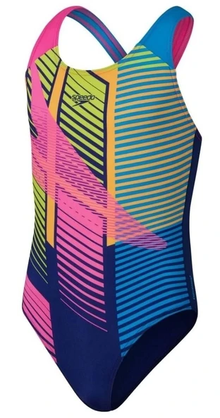 Speedo Digital Baskı Splashback Kız Çocuk Yüzücü Mayosu Gökkuşağı - 2