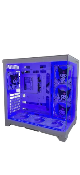 Kuromi  Karakterli 7 ARGB Fanlı Beyaz Akvaryum Kasa - Resim 8