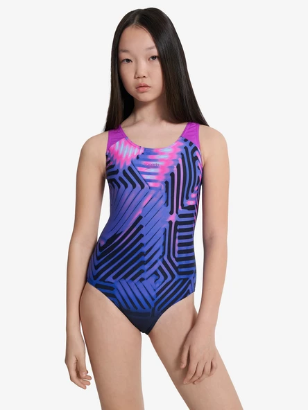 Speedo Digital Baskı Kız Çocuk Yüzücü Mayosu Pembe-Mor