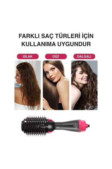 Powertec TR90 İyonik Saç Şekillendirici Ve Saç Düzleştirici Fırça Fön Tarağı Fön Makinası - Resim 3