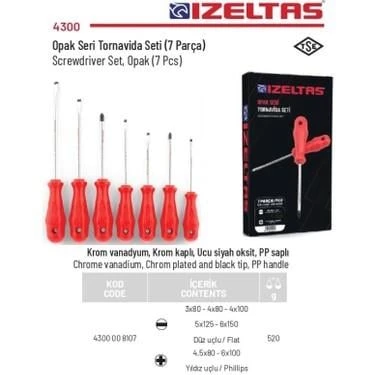 İzeltaş Opak Seri Tornavida Seti (7 Parça) ürün görseli 1
