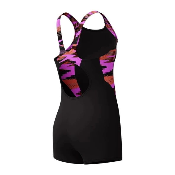 Speedo Hyperboom Splice Legsuit Kız Çocuk Yüzücü Mayosu Siyah-Mor - 6