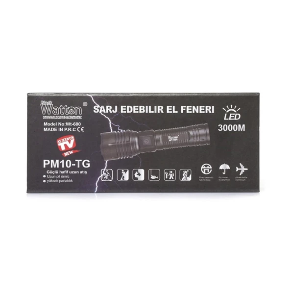 Watton Güçlü El Feneri 3000 Lümen WT-600 - 6