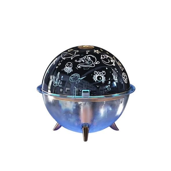 QASUL Gece Lambası Mini Projeksiyon Lambası Hava Nemlendirici 260 Ml Ultrasonik