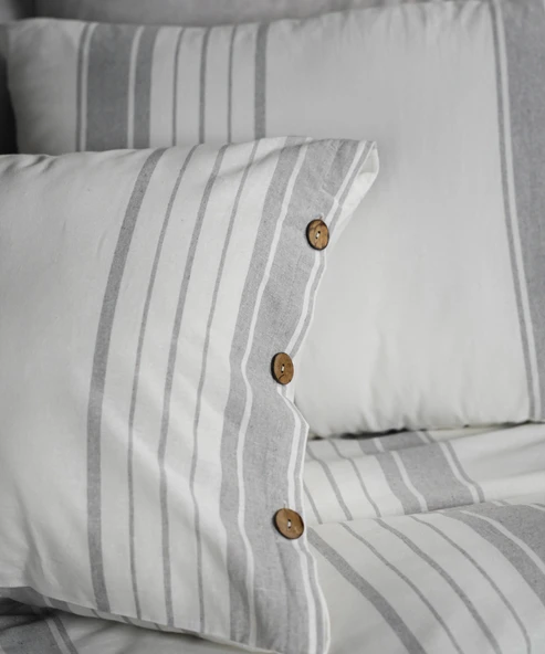 Cotton Collection Tek Kişilik Çizgili Nevresim Seti Mistray - 4