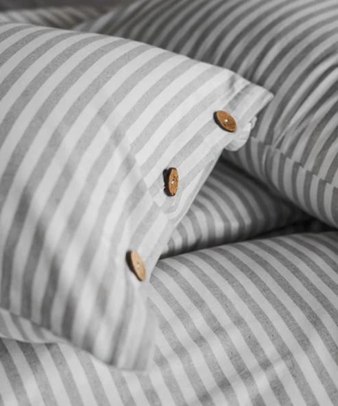 Cotton Collection Tek Kişilik Çizgili Nevresim Seti Reveboheme - 4