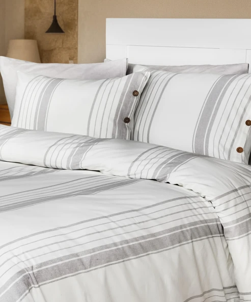 Cotton Collection Tek Kişilik Çizgili Nevresim Seti Mistray - 3