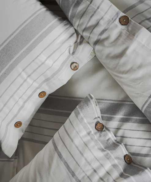 Cotton Collection Tek Kişilik Çizgili Nevresim Seti Mistray - 2