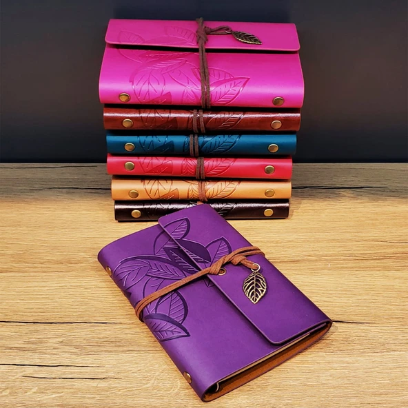 Yaprak Desenli Deri Defter ürün görseli 1