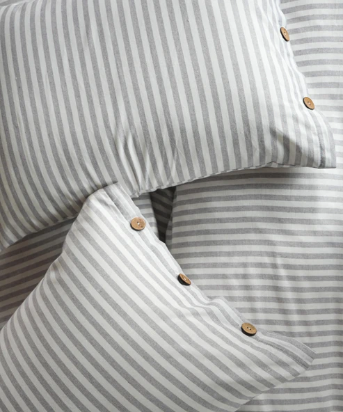 Cotton Collection Tek Kişilik Çizgili Nevresim Seti Reveboheme - 2