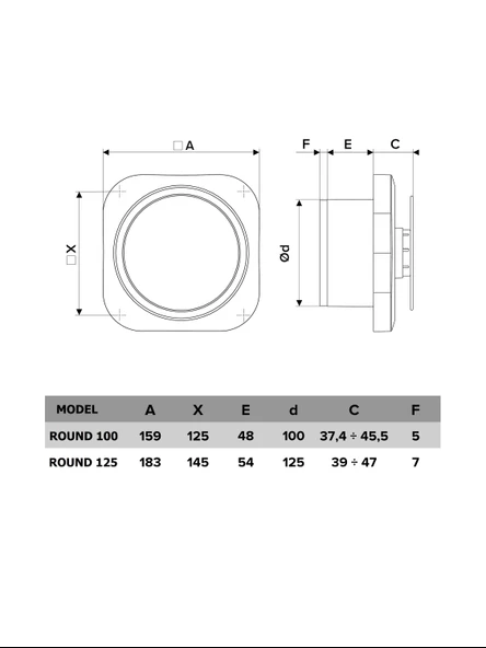 Round 100 BD 10 cm Banyo Tuvalet Aspiratör Fanı - Kapaklı Damperli Havalandırma - Resim 5