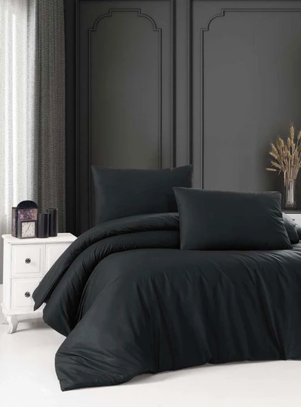 Cotton Collection Ranforce Çift Kişilik Nevresim Seti Düzboya Siyah ürün görseli 1