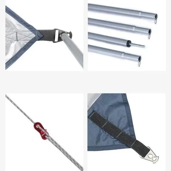 Naturehike Hexagon Sunrise Canopy 5.2x4.6 mt Tarp [Güneş ve Rüzgar Koruma Tentesi] Grey/Blue - 5