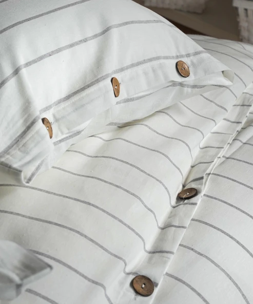 Cotton Collection Tek Kişilik Çizgili Nevresim Seti Rayuna - 5