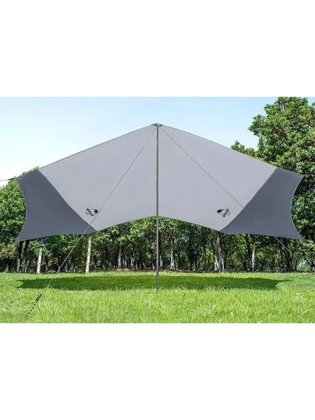 Naturehike Hexagon Sunrise Canopy 5.2x4.6 mt Tarp [Güneş ve Rüzgar Koruma Tentesi] Grey/Blue - 4