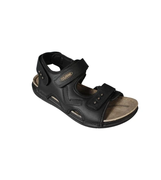 YAZKIŞ ErkekSiyah Cırtlı Sandalet