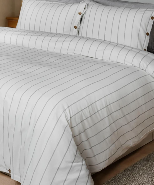 Cotton Collection Tek Kişilik Çizgili Nevresim Seti Rayuna - 3