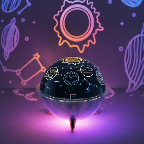 QASUL Gece Lambası Mini Projeksiyon Lambası Hava Nemlendirici 260 Ml Ultrasonik - 4