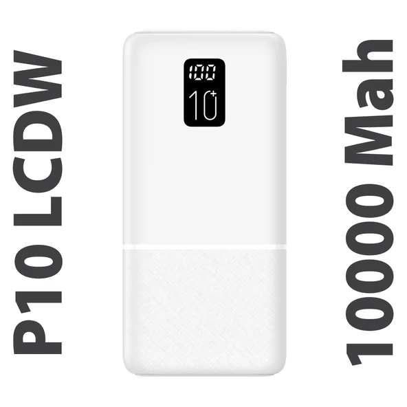 Led Ekranlı Slim 10000mAh Powerbank Taşınabilir Şarj Cihazı Type-C / 2 USB / 3 Port Çıkış / Output 2.1A Beyaz - 5