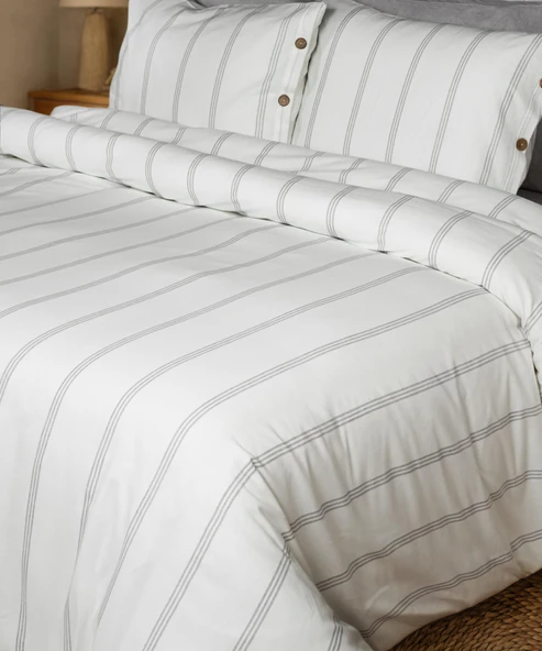 Cotton Collection Tek Kişilik Çizgili Nevresim Seti Seroya - 3