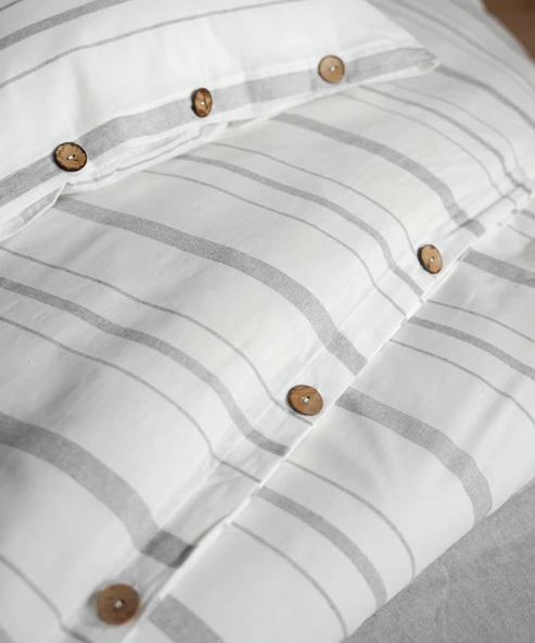 Cotton Collection Çift Kişilik Çizgili Nevresim Seti Solinea - 4