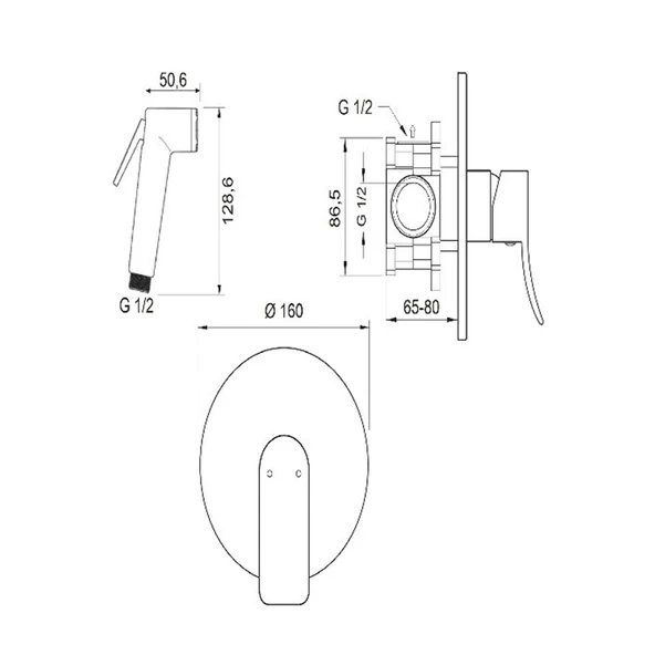 VALTEMO VALERO ROUND ANKASTRE SHUT-OFF BATARYA SETİ (MAT ALTIN) - Resim 2