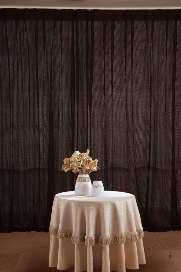 ÇİZGİLİ MODEL ACI KAHVE RENK TEK KANAT Hazır dikilmiş Pileli Fon Perde 300*260 cm