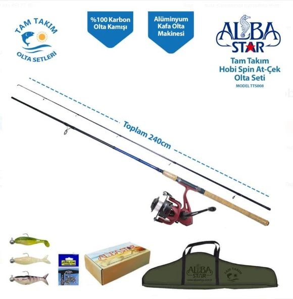 Albastar Çantalı Tam Takım Hobi Spin At-Çek Olta Seti  TTS008 ürün görseli